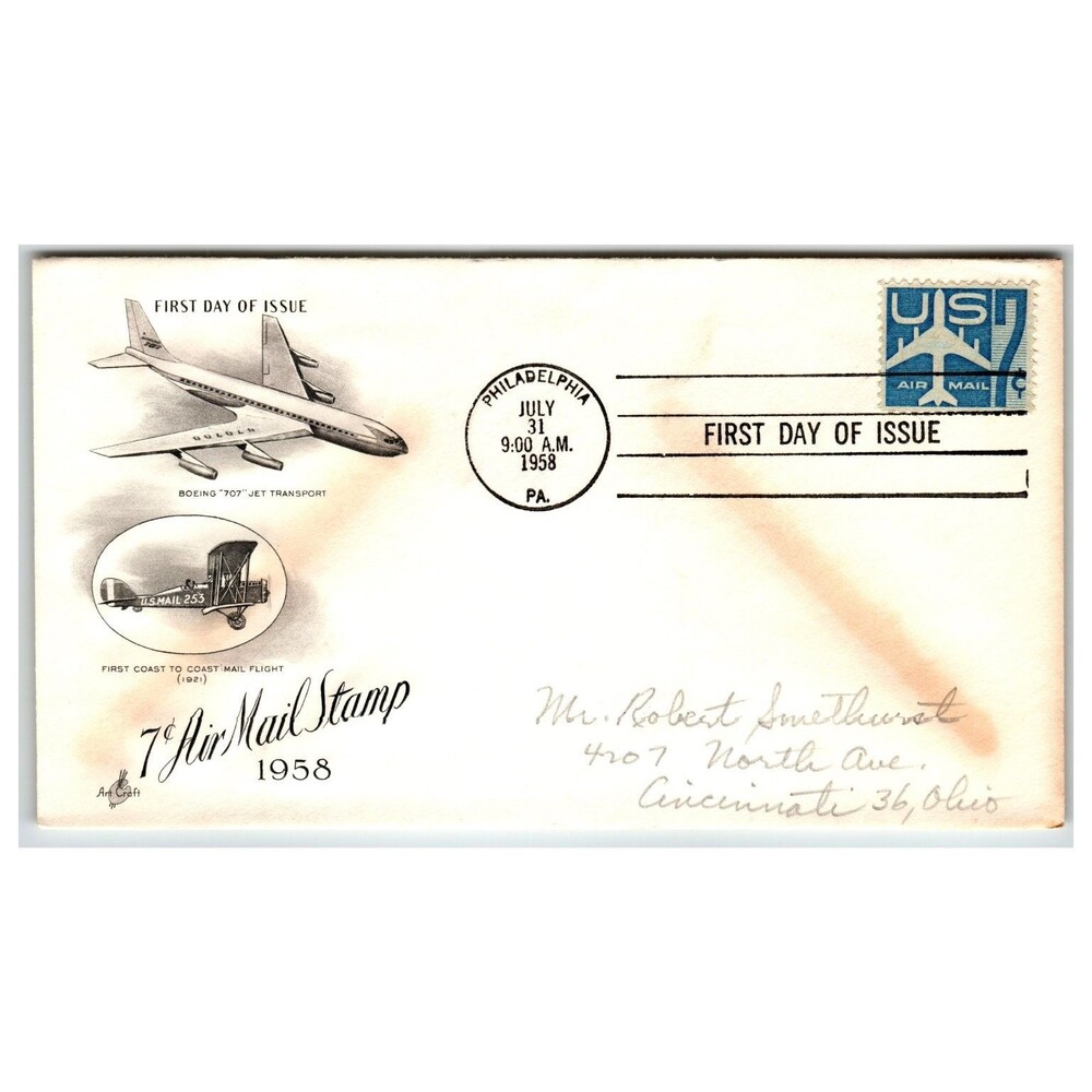 Scott #C48 1958 7c Air Mail Boeing 707 First Day Cover FDC Artcraft